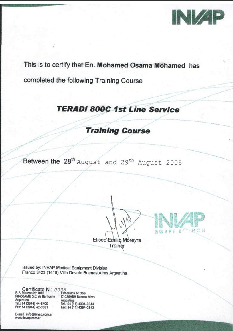 TERADI 800C 1st Line Service Training Course