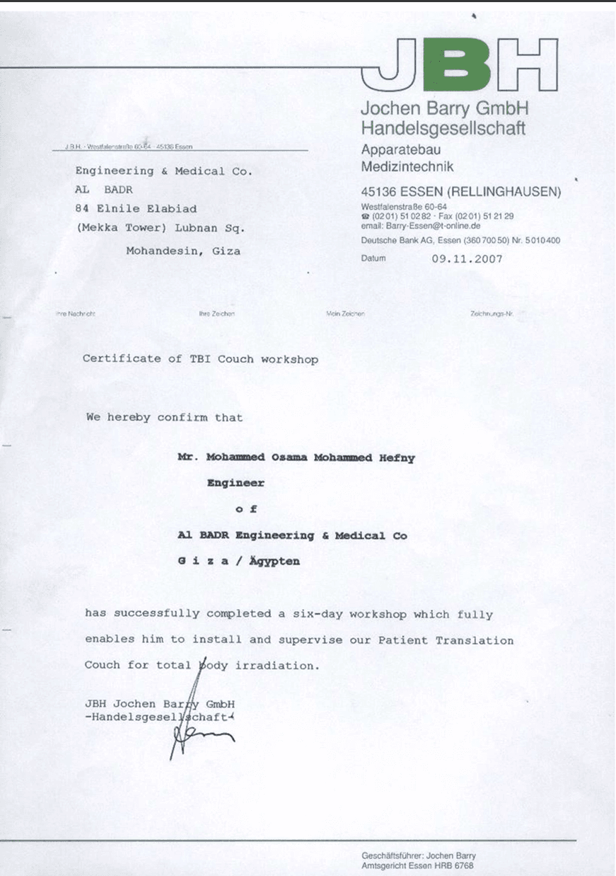 Certificate of TBI Couch Workshop